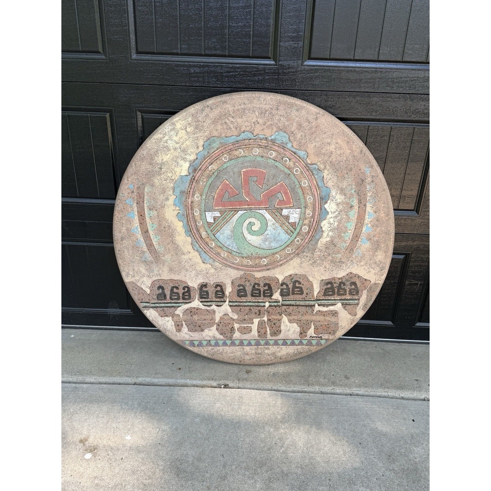 Vintage Hand Painted Signed Simone Vanguard Studios Wall Art Hanging Aztec